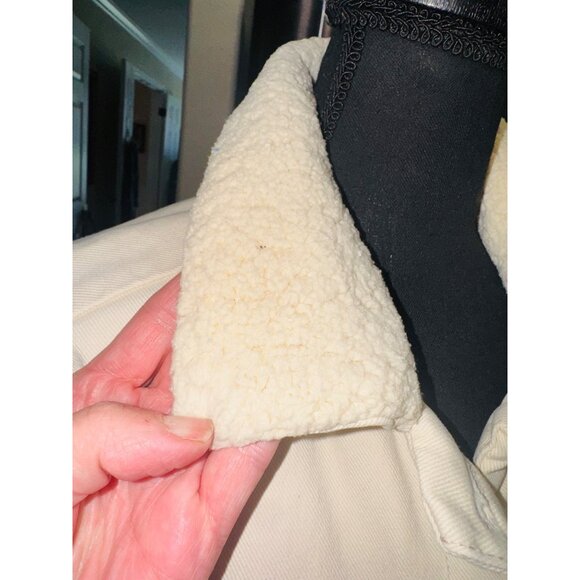 NWT Stoosh Vintage Denim Sherpa Trucker Chore Coat Barn Jacket Cream Oversized - Picture 11 of 14